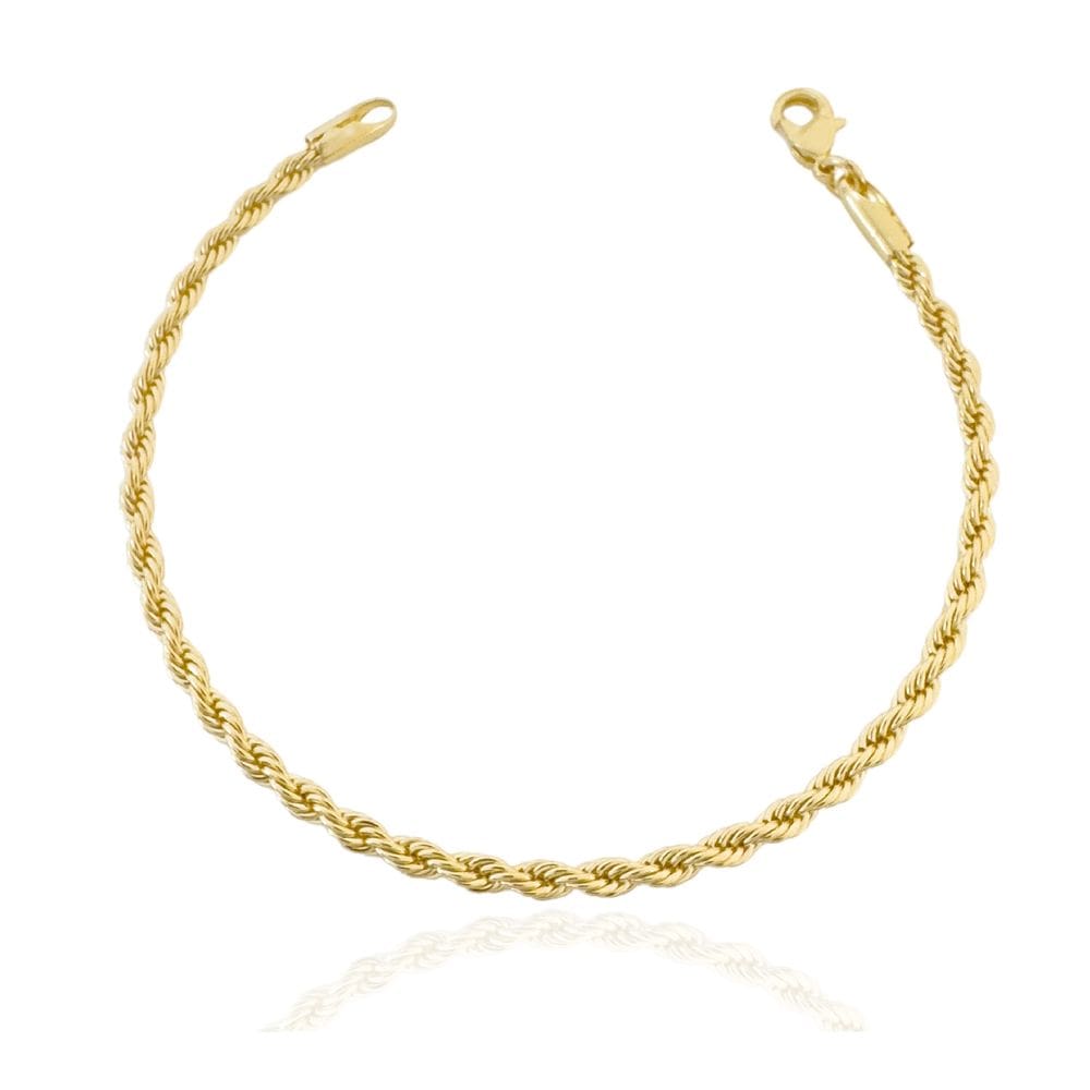 Pulseira Cordão Baiano 3mm Banhada a Ouro