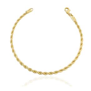 Pulseira Cordão Baiano 3mm Banhada a Ouro