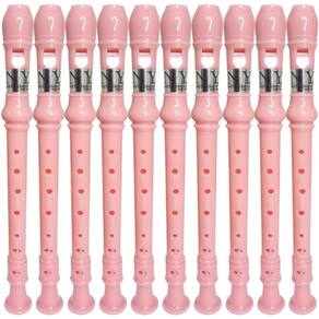 Kit 10 Flautas Doce Germânica Rosa Claro FL 20G New York