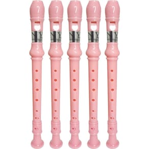 Kit 5 Flautas Doce Germânica Rosa Claro FL 20G New York