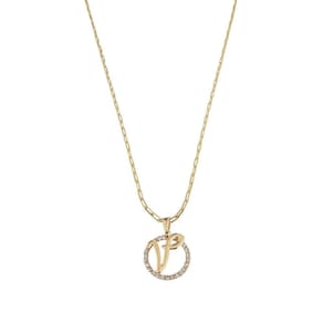 Colar Corrente 45 Cm Feminina Pingente Letra V Banhado Ouro