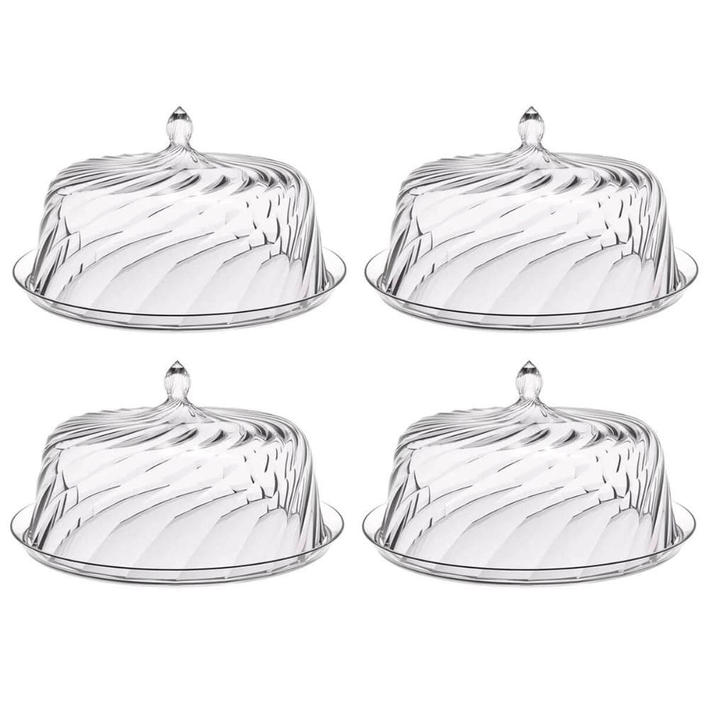 Kit 4 Porta Bolo com Cúpula 30cm Transparente Boleira Glassy Crippa Doces Sobremesas