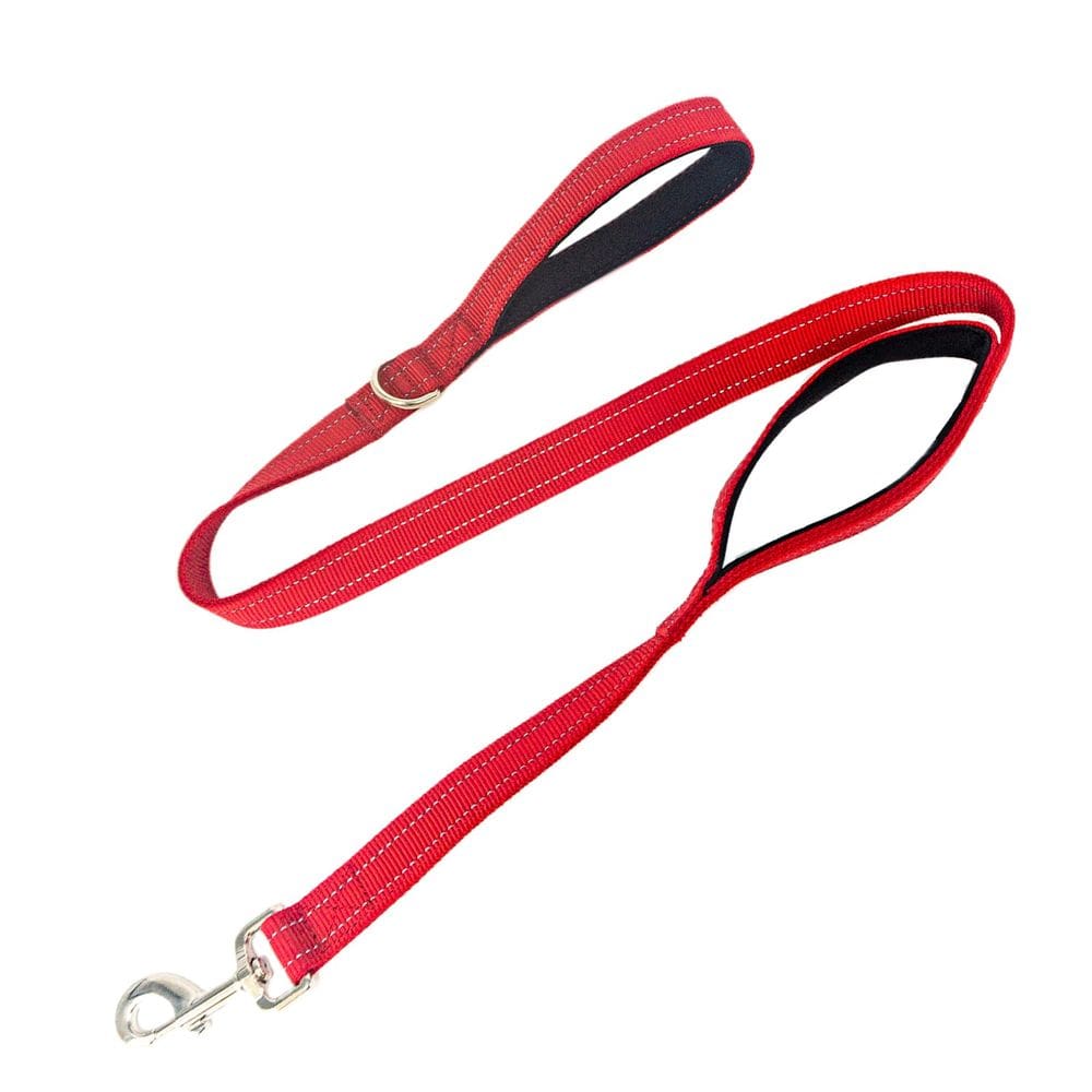 Capa de coleira para cães Geny Heavy Duty 2, alça acolchoada, nylon, vermelha, 1 m