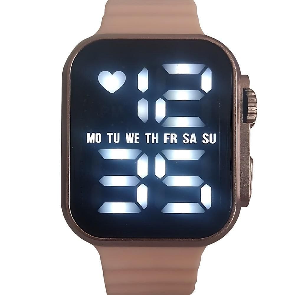 Relógio Feminino Rosa Claro De Pulso Digital Led Exclusivo