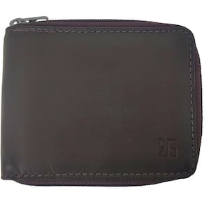 Carteira com Zíper Masculina de Couro Marrom Porta Cartão Veneza Briolly Documentos