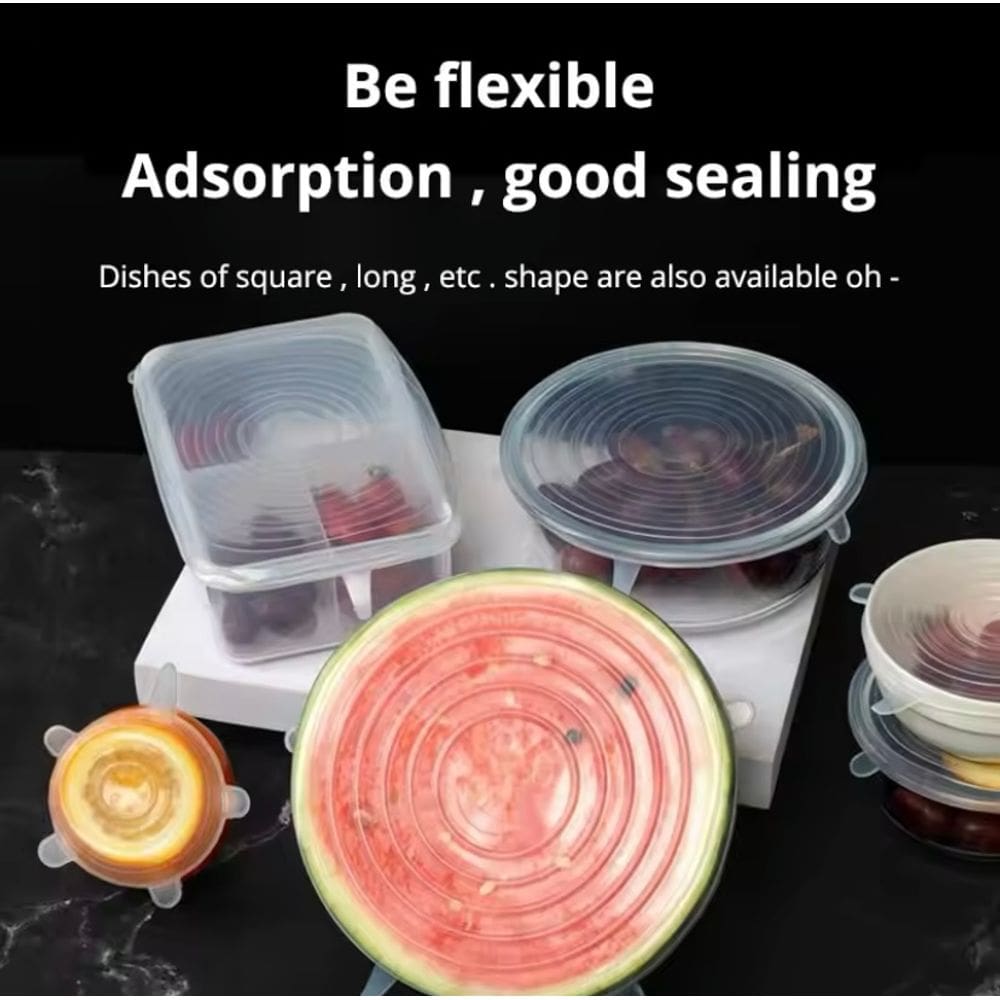 Kit 6 Tampas Silicone Reutilizável Universal Flexível Prático