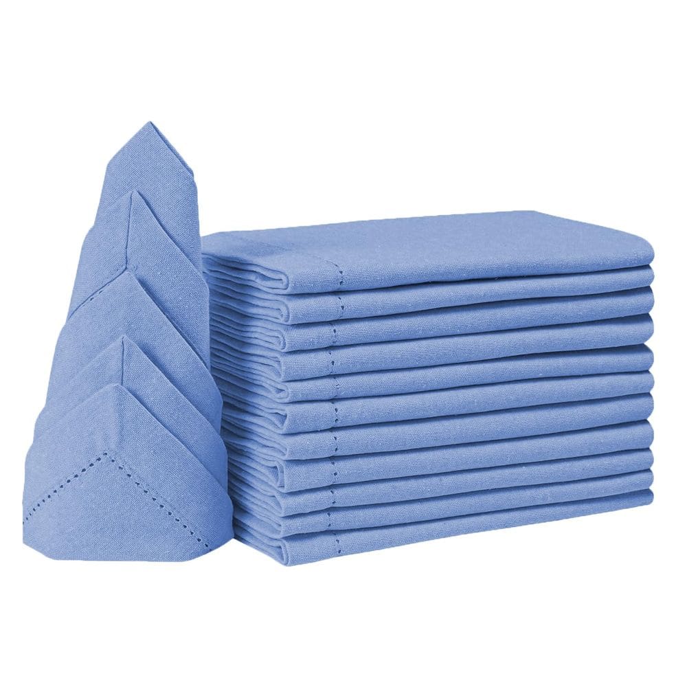 Guardanapos de jantar de tecido, roupa de cama, conjunto artesanal de 12 azul-água