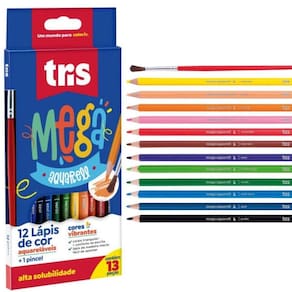 Lápis De Cor Mega Aquarell - Aquarelável - 12 Cores - Tris