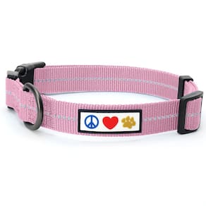 Coleira para cães Pawtitas, reflexiva reciclada para cães médios, rosa