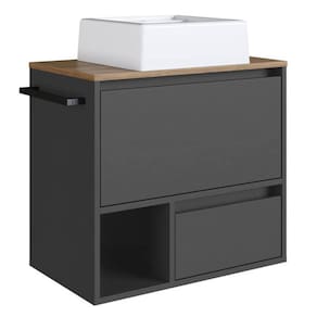 Gabinete De Banheiro Com Cuba 01 Porta 60cm Mell Grafite PRODDY