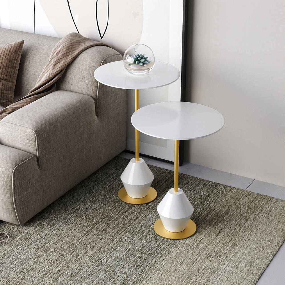 Conjunto Mesa de Canto Asti 65x40x40cm Branco