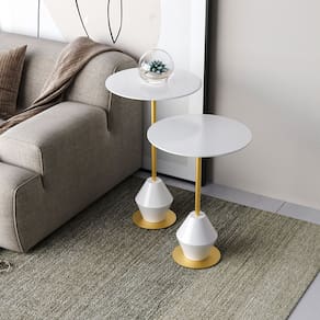 Conjunto Mesa de Canto Asti 65x40x40cm Branco