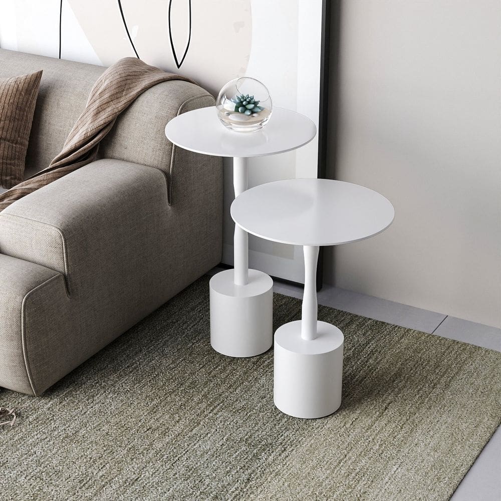 Conjunto Mesa de Canto Parma 65cm X 40cm X 40cm Branco