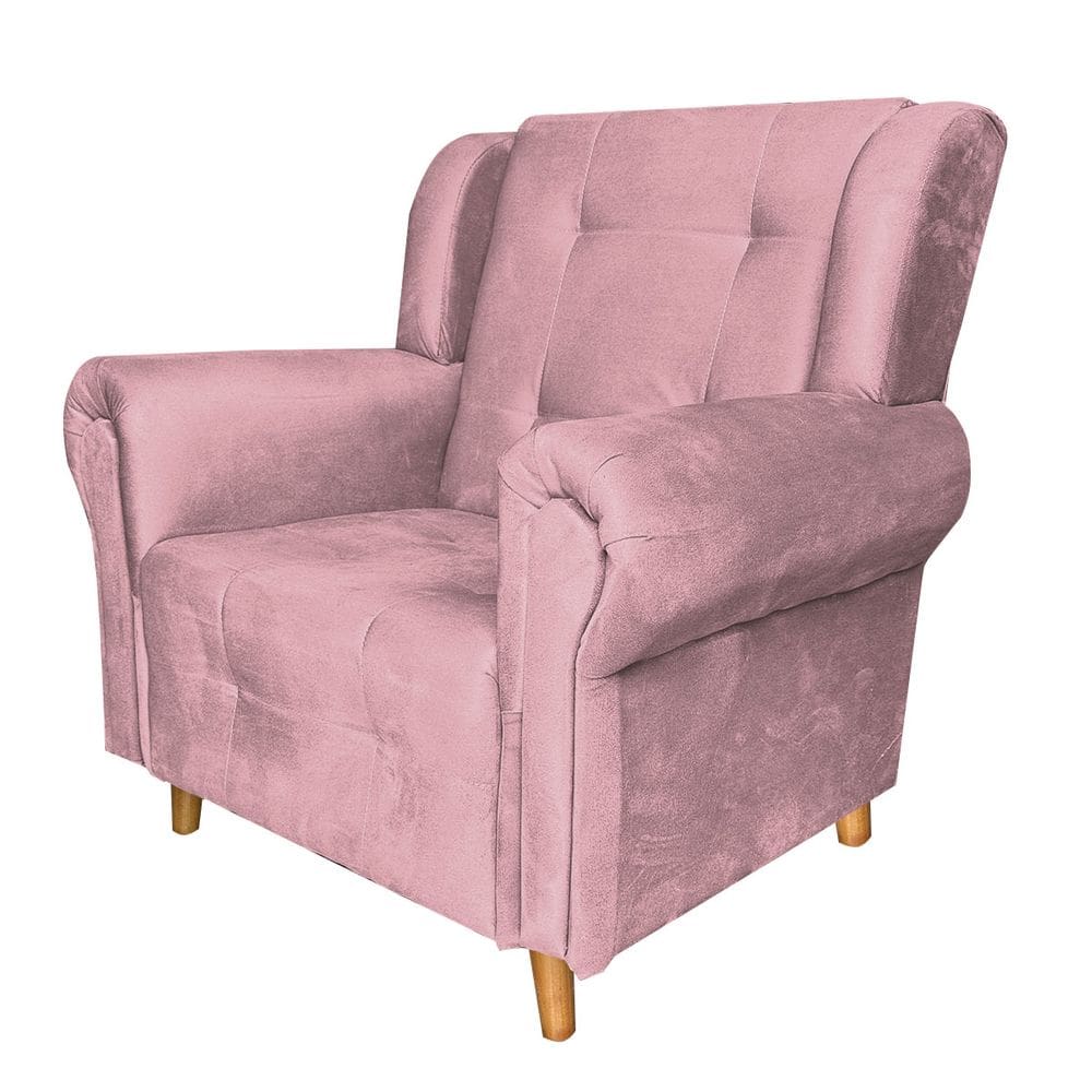 Poltrona Decorativa Bruna Suede Rosa