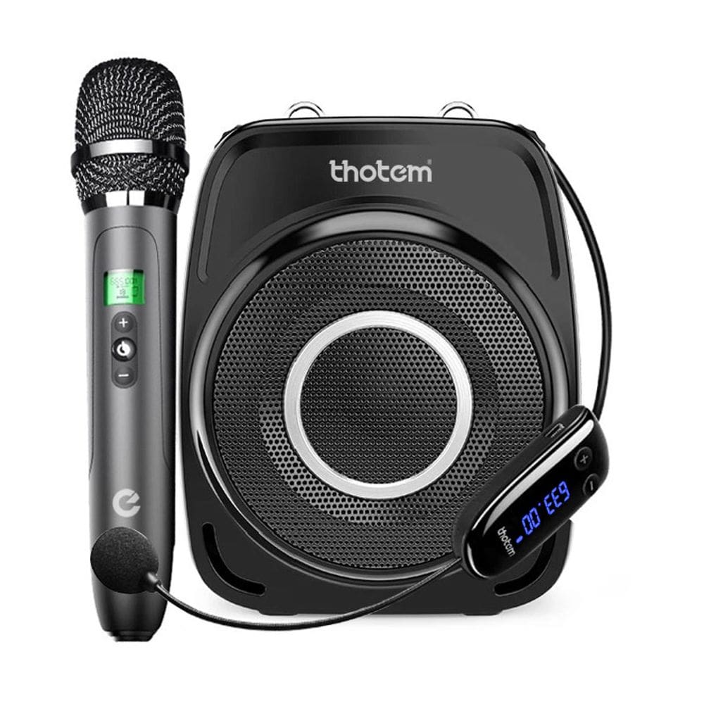 Amplificador de Voz Portátil - THOTEM T8 + 2 Microfones e Potência de 35W - Kit do Professor