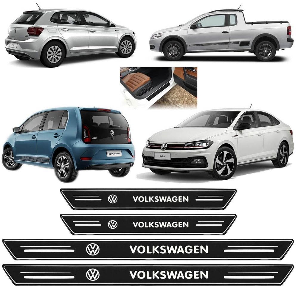 Soleira Platinum Porta Todos Volkswagen Preto 4 Peças Sp167
