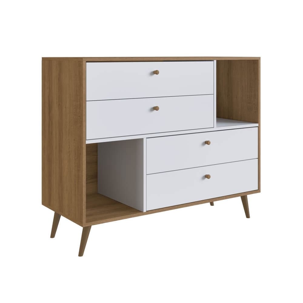 Comoda Multiuso 04 Gavetas 02 Nichos 110cm Branco Mell PRODDY