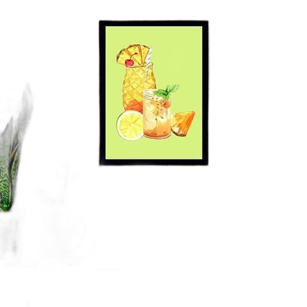 Quadro Decorativo Ilustração Sucos Naturais Verde