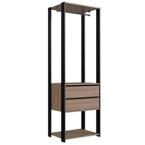 Guarda Roupa Closet 02 Gavetas 183X60cm Preto Montana PRODDY