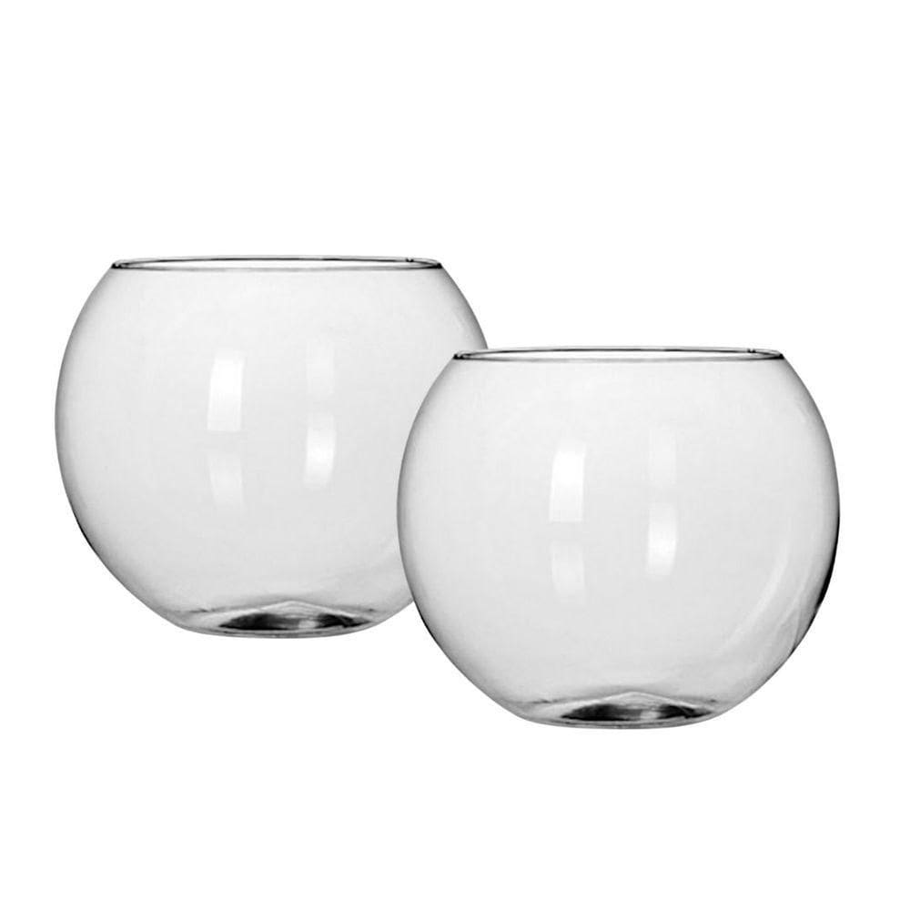 Kit 2 Vasos Vidro Redondo Tipo Aquário 1,5 Litros Decoração E Terrários - Mistral