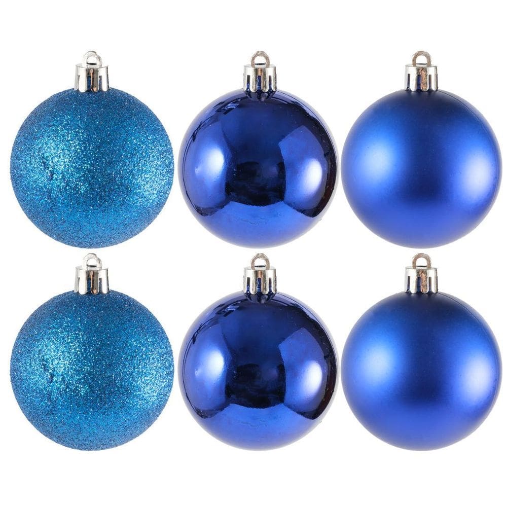 Kit 6 Bolas Para Árvore De Natal 8Cm Grande Azul Decoração