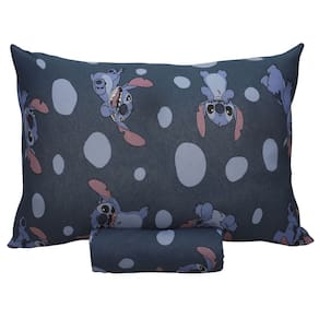 Jogo De Cama Infantil Stitch Azul Solteiro Disney Simples 2 Peças Malha Portallar