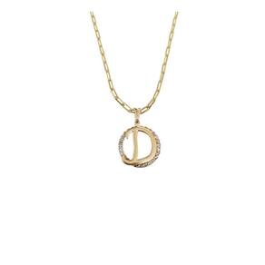 Colar Corrente 45 Cm Feminina Pingente Letra D Banhado Ouro