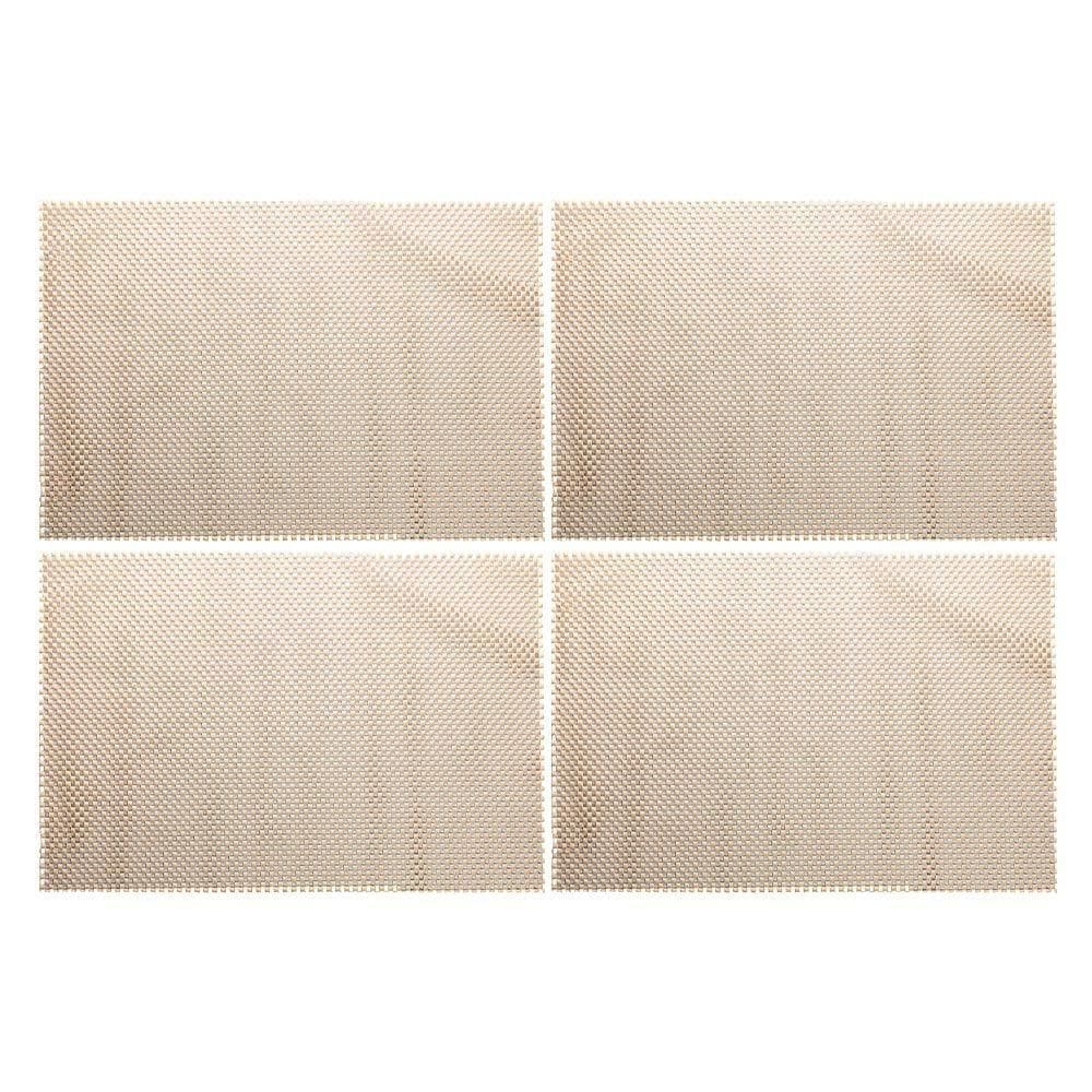 Jogo 4 Lugar Americano Retangular Mesa Pvc Antiderrapante  Bege 45x30cm Lyor