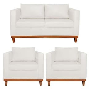 Kit Sofa 2 Lugares E 2 Poltronas Europa Bouclé Adj Decor Branco