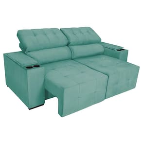 Sofá Cama Retrátil Sala Vicenza Vicenza 210cm Suede Azul Tiffany