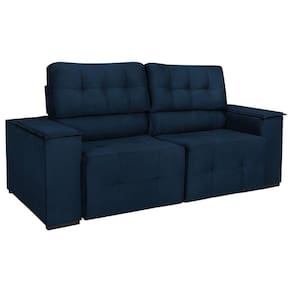 Sofá Cama Retrátil Sala Vicenza 175cm Suede Azul Marinho