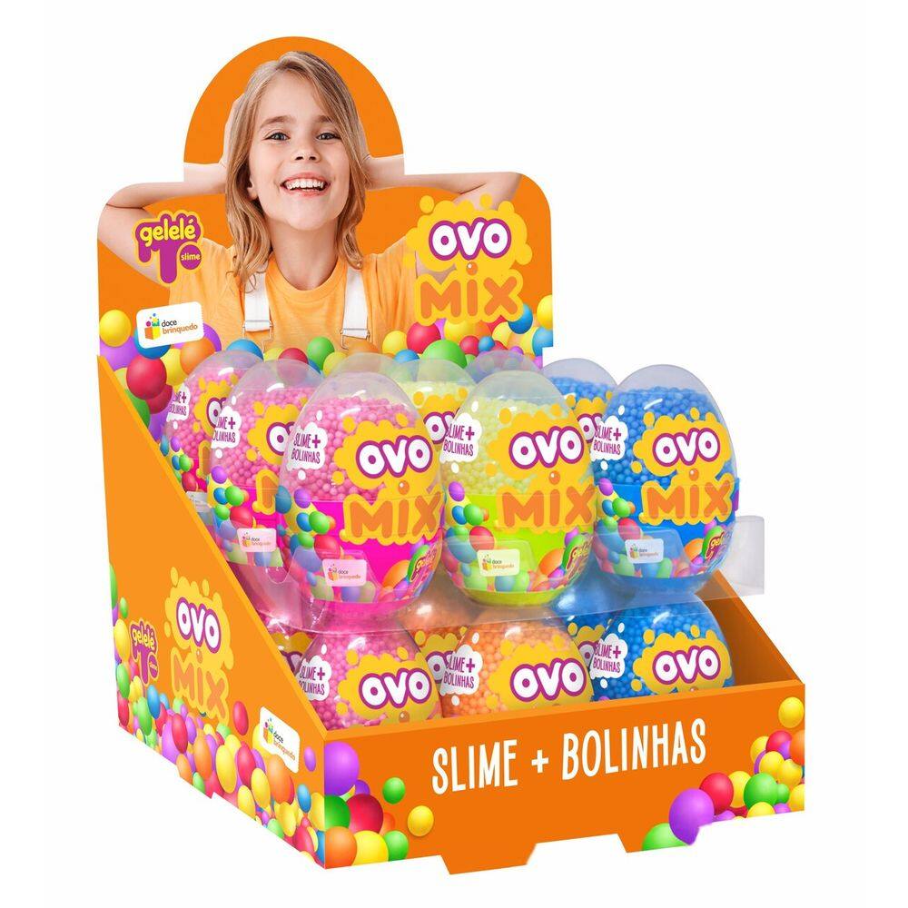 Slime Ovo Com Bolinhas 63g 18 Unidades Gelele