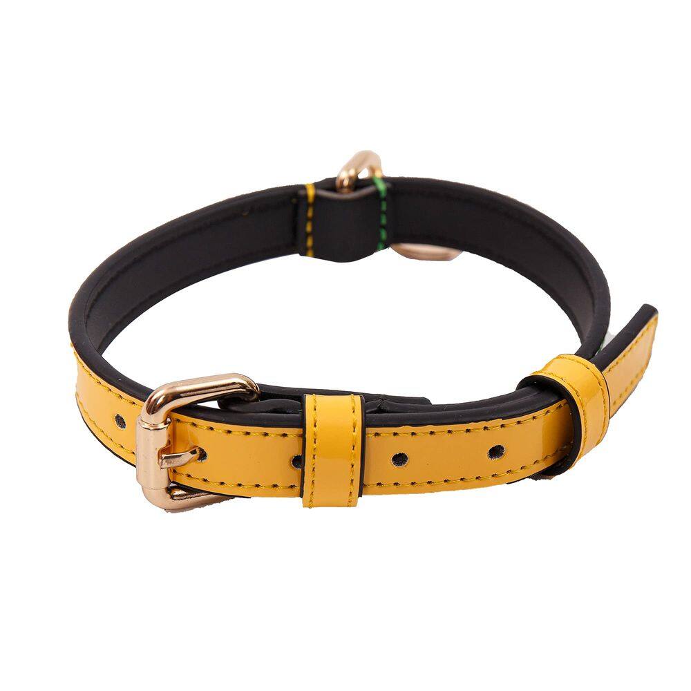 Coleira para animais de estimação Scotch & Co Leather Fiber Leather Verde-Amarelo S