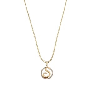 Colar Corrente 45 Cm Feminina Pingente Letra S Banhado Ouro