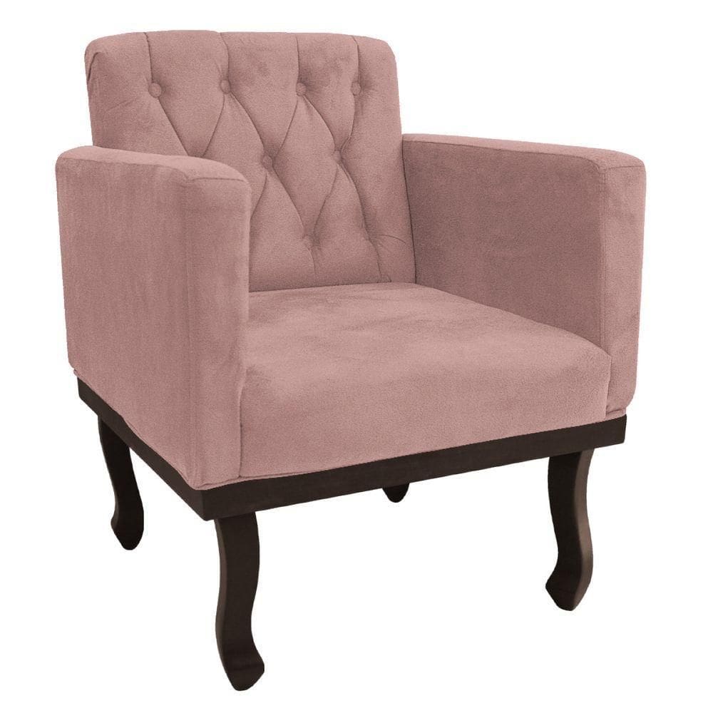 Poltrona Decorativa Classic Pés Luiz Xv Linho - Doce Sonho Móveis Rosê