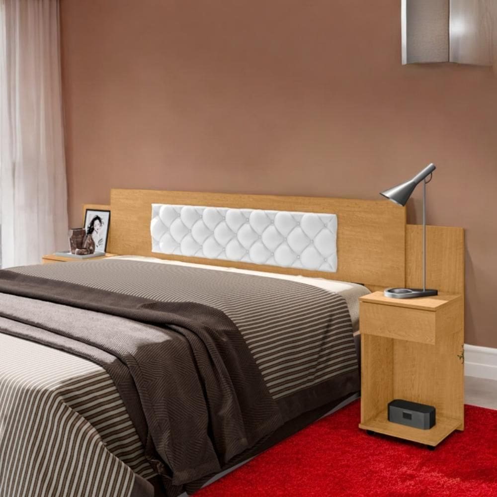 Cabeceira Ajustável Arabella Naturalle Com Capitonê Branco