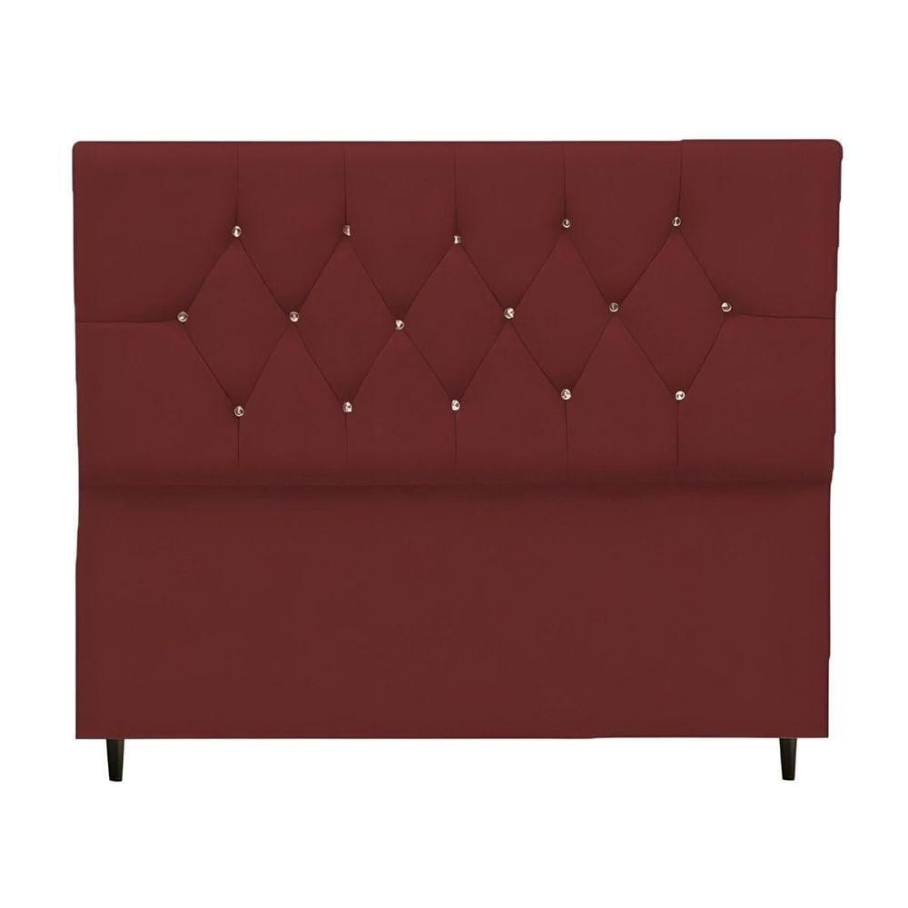 Cabeceira Cama Box Estofada Casal 140 Cm Geovana Suede bordô