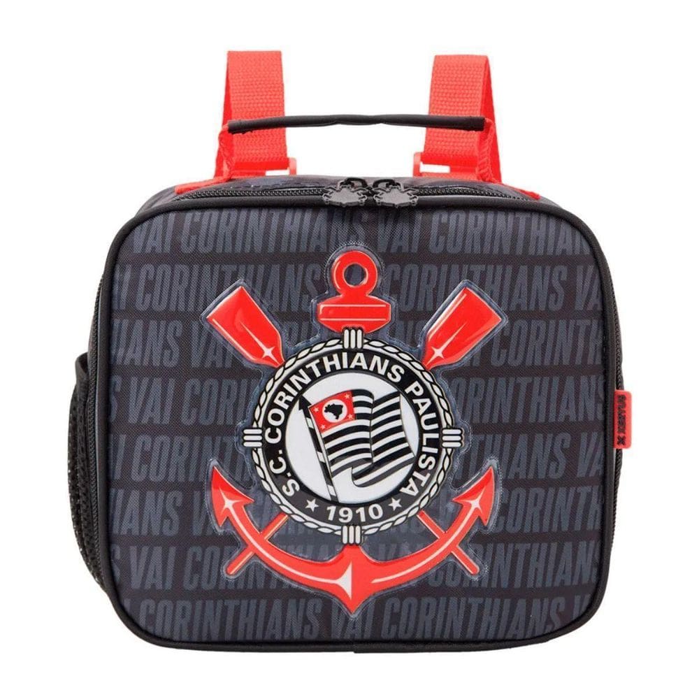 Lancheira Escolar Corinthians Preta Infantil Xeryus