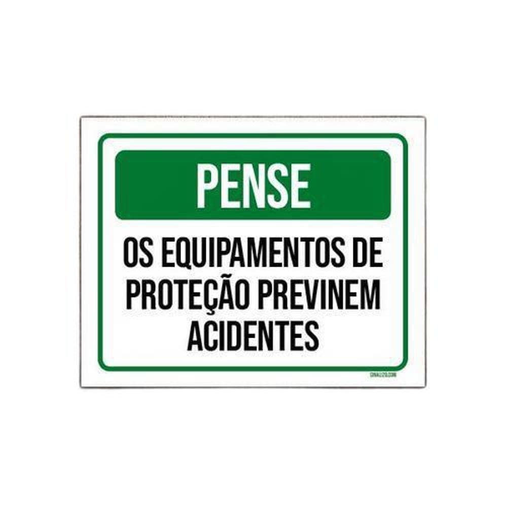 Kit 5 Placas Pense Equipamentos Proteção Acidentes