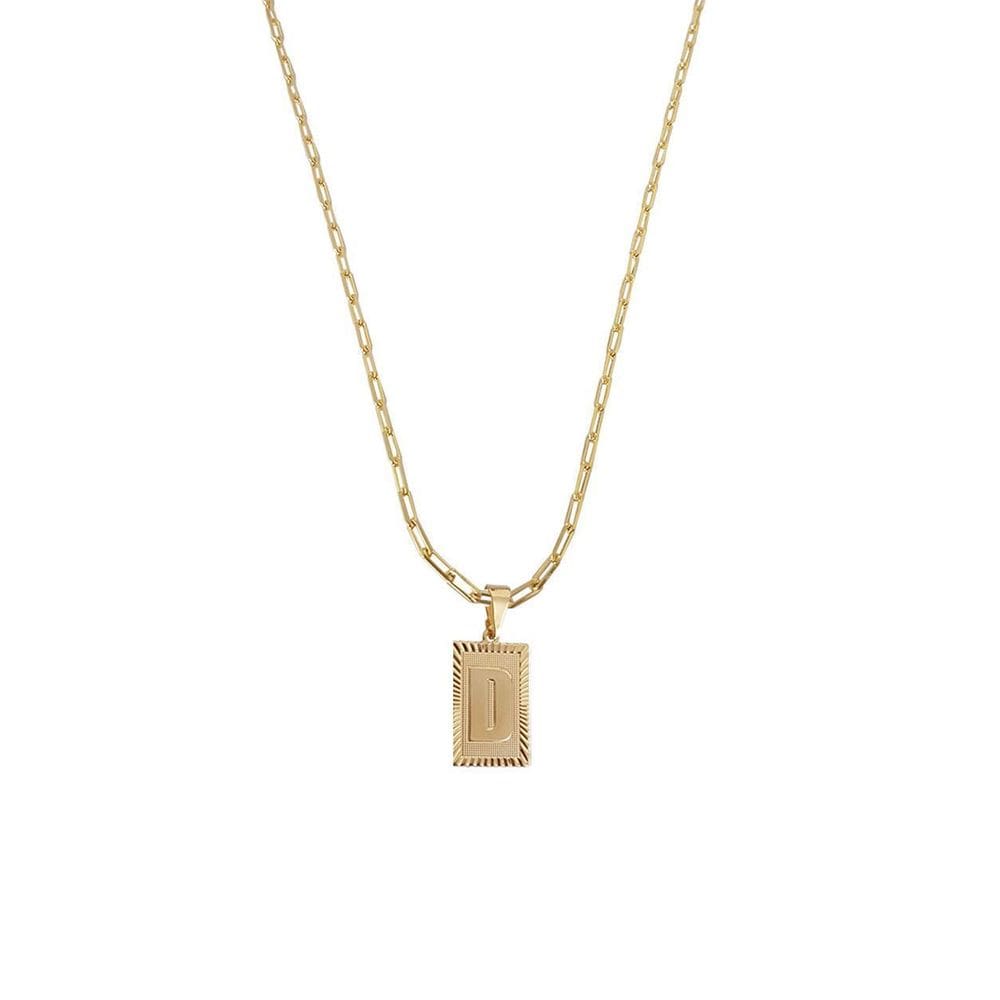 Cordão 60Cm Masculino Feminino Pingente Letra D Banhado Ouro
