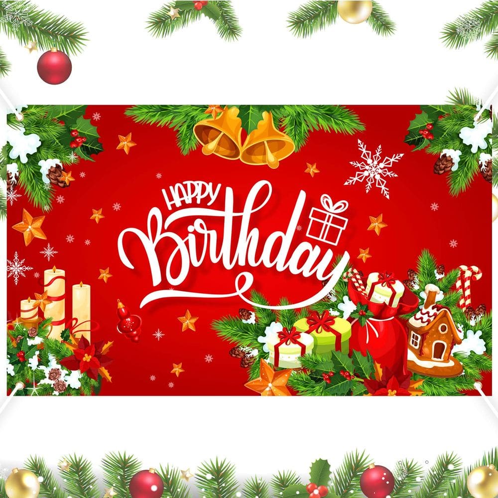 Banner de decorações de festa de aniversário de Natal Remerry 90x150cm