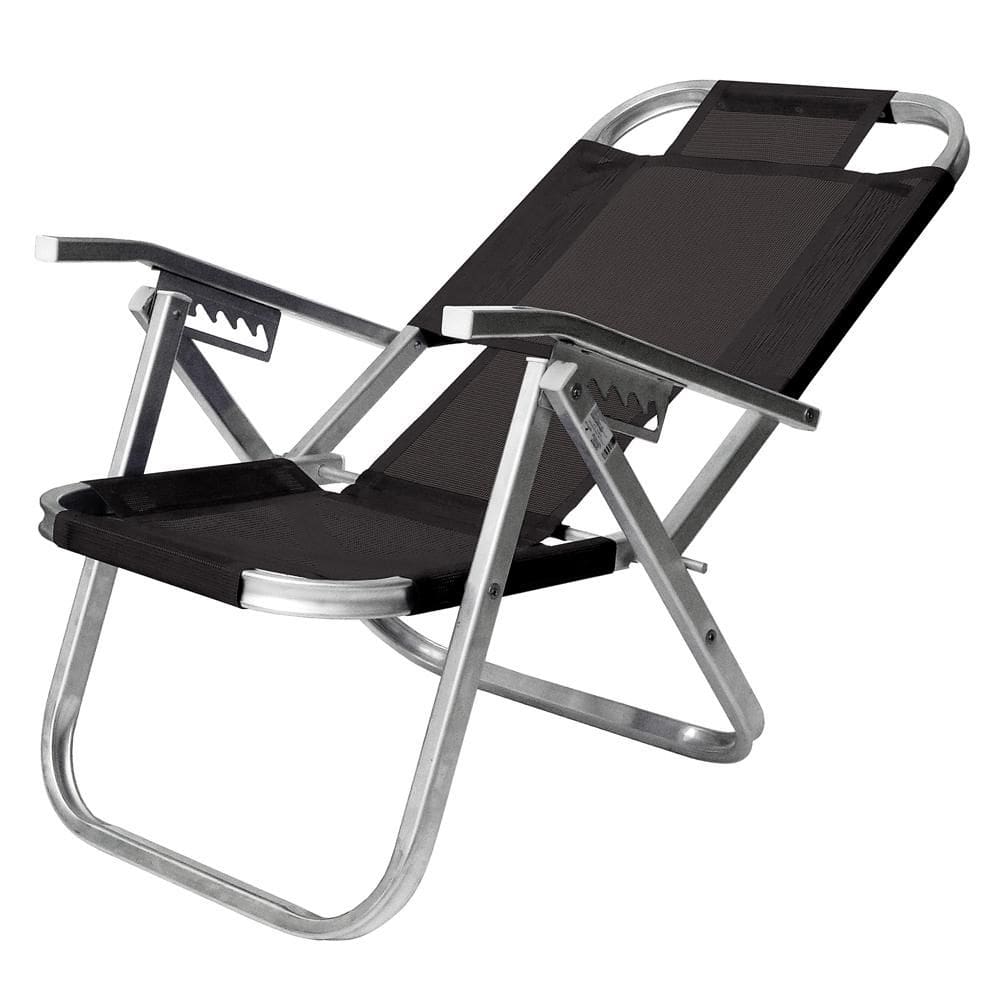 Cadeira de Praia 5 Posições Alumínio Ipanema Botafogo 690 Preta