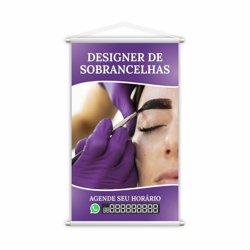 Banner Designer De Sobrancelhas Salão Contato 80X50Cm