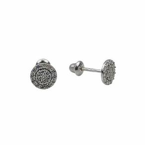 Brinco Redondo Cravejado Com Zircônias Em Ouro Branco 18K