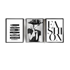 Kit 3 Quadros Fashion Preto E Branco 24X18Cm - Com Vidro