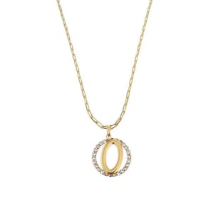 Colar Corrente 45 Cm Feminina Pingente Letra O Banhado Ouro