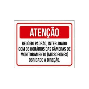 Placa Atenção Relógio Padrão Câmeras Monitoramento 36X46