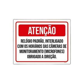 Placa Atenção Relógio Padrão Câmeras Monitoramento 36X46