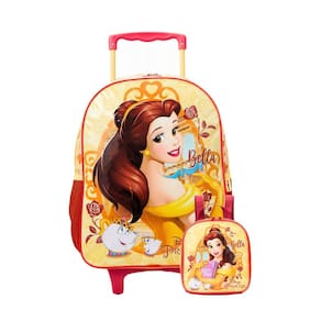 Kit Escolar Mochila De Rodinha + Lancheira Bela E A Fera