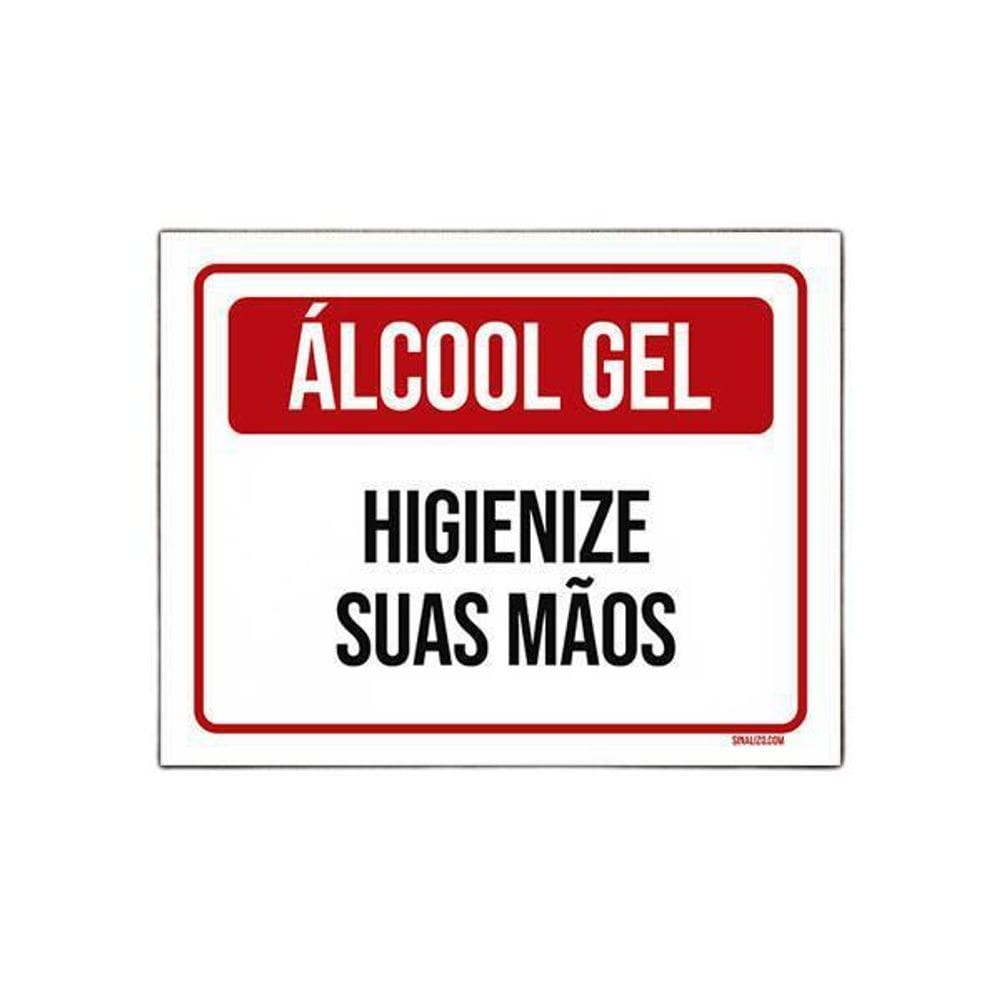 Placa De Sinalização - Álcool Gel Higienize Suas Mãos 27X35